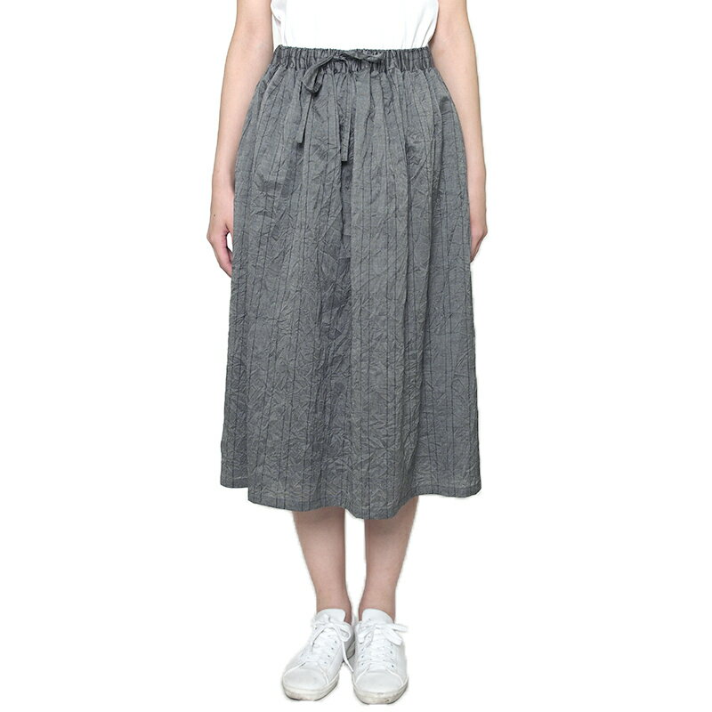 【送料込】宮田織物 らしか 清流(せいりゅう)スカート レディース 春夏秋用 日本製 綿100％ ストライプ 縞 ひざ丈 ネイビー/グレー/マスタード フリー