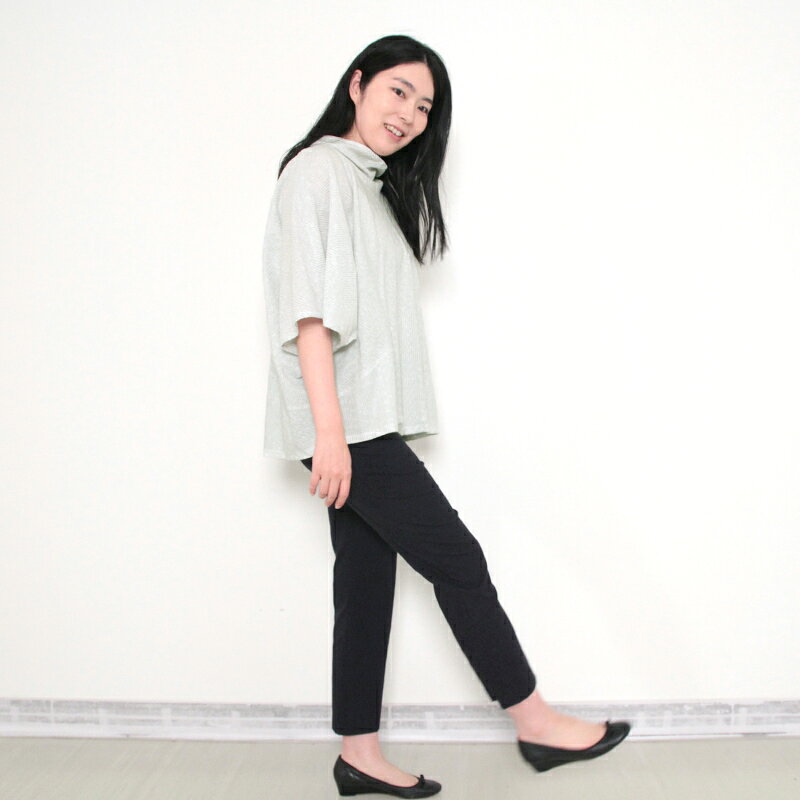 【送料無料】宮田織物 彩藍 しじら ブラウス プルオーバー レディース 女性 春夏秋 日本製 5分袖 綿100％ 蚊絣調 紺　白 ドルマンスリーブ