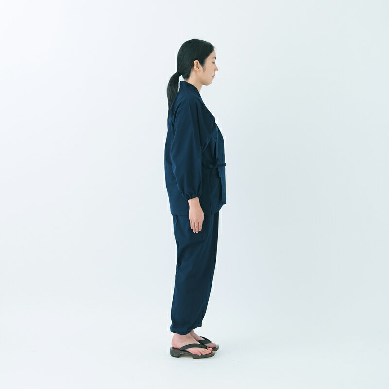 作務衣 さむえ 紬織り トールサイズ 紺 新型 敬老の日 母の日 プレゼント ギフト レディース 女性 贈り物 宮田織物 春夏秋冬用 日本製 綿100%