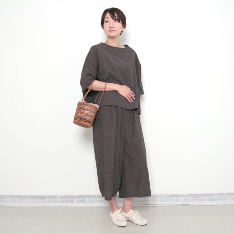 五感 gokan 遠州織物 ワイドパンツ 母の日 ギフト プレゼント レディース 女性 春夏秋 ピンクブラウン/ブルーグリーン 綿100％ 日本製