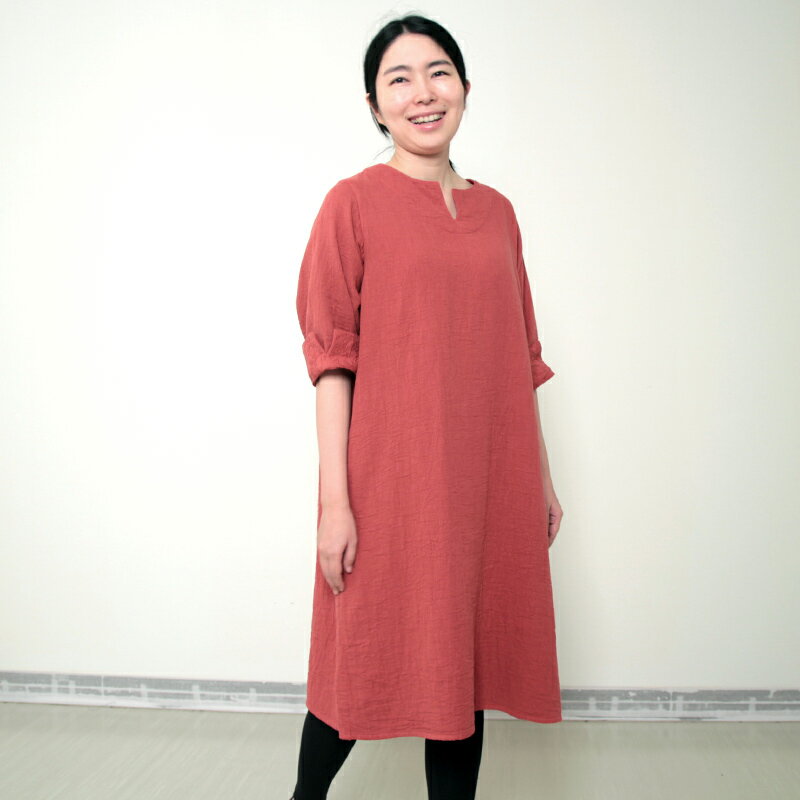 五感 gokan トリプルガーゼ ワンピース サイドスリット入り 母の日 ギフト プレゼント レディース 女性 春夏秋冬 レッド/ネイビー 綿100％ 日本製 ※グレー追加