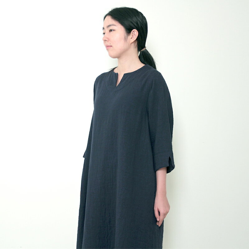 五感 gokan トリプルガーゼ ワンピース サイドスリット入り 母の日 ギフト プレゼント レディース 女性 春夏秋冬 レッド/ネイビー 綿100％ 日本製 ※グレー追加