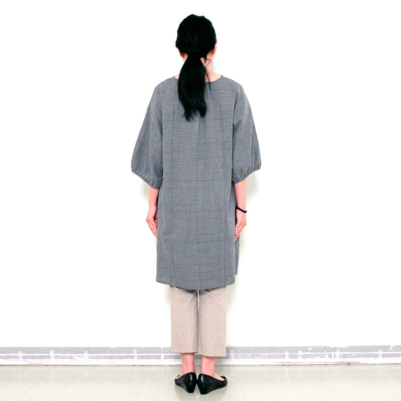 五感 gokan ダブルガーゼラウンドネックチュニック 日本製 綿100％ レディース 女性 春夏秋 7分袖 黒白/ネイビー 母の日