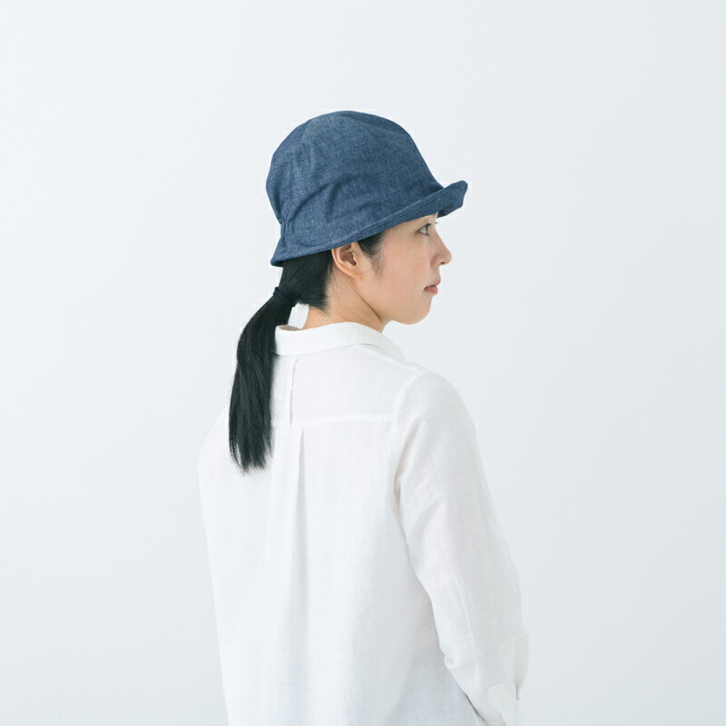 【送料込】五感 gokan 帽子 デニム ブルトン 後ろゴム入り 日本製 麻66%・綿32%・ポリウレタン2% 日焼対策 紫外線防止 UV対策 プレゼント ギフト レディース 女性 春 夏 秋 紺 フリーサイズ 母の日