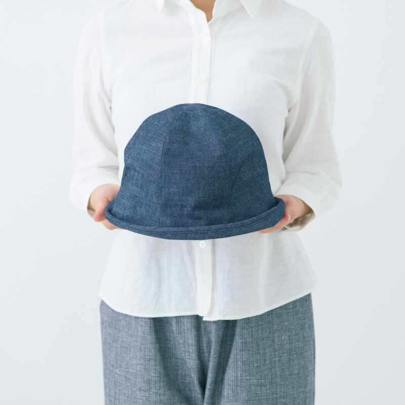 【送料込】五感 gokan 帽子 デニム ブルトン 後ろゴム入り 日本製 麻66%・綿32%・ポリウレタン2% 日焼対策 紫外線防止 UV対策 プレゼント ギフト レディース 女性 春 夏 秋 紺 フリーサイズ 母の日