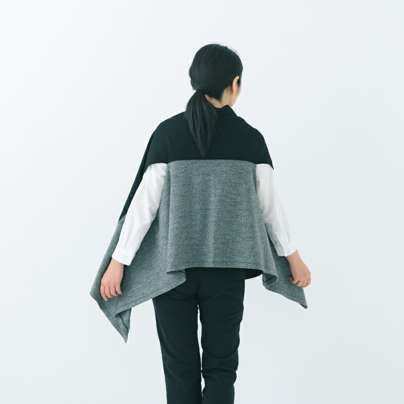 五感 gokan ウォッシャブルウール ジレ 日本製 ウール100％ レディース 女性 春秋冬 ライトグレー/グレー ブラック/グレー