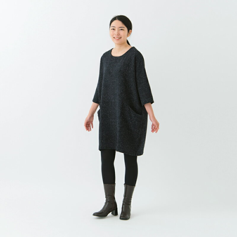 五感 gokan 綿シルク ネップワンピース 母の日 ギフト プレゼント レディース 女性 秋冬 ブラウン/ブラック 綿70％ 綿30％ 日本製