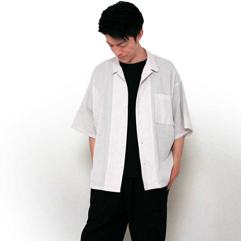 YAYA SHIJIRA OPEN COLLAR SHIRT しじら オープンカラー シャツ 開襟シャツ 男女兼用 ※新色入荷　メンズ/レディース/ジェンダーレス/エイジレス プレゼント 宮田織物 男性/女性 春 夏 秋 日本製 綿100％ ブラック/ネイビー/グリーン/ホワイト S-M/L