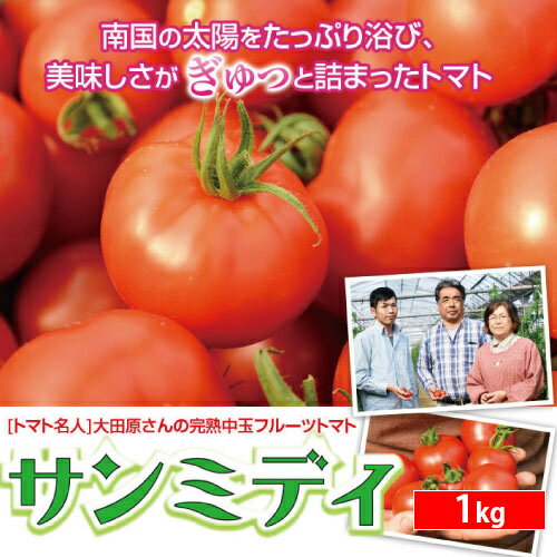 割引クーポンあり【2月上旬以降順次発送】【 サンミディ 1kg 】 宮崎県産完熟中玉フルーツトマト 濃厚なコクと旨味が癖になる産地直送の高級トマト！ギフトや贈答品におすすめです。 ジュースやソースの材料にも！のサムネイル