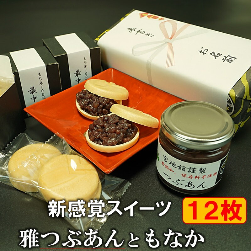 雅つぶあんともなか 12枚入り 送料無料 のし対応 スイーツ 小豆 高級 無添加 北海道十勝産小豆 銅釜直火炊き 最中 もなか モナカ つぶあん ツブアン 粒餡 あんこ アンコ 餡子 小豆 あずき 和菓子 老舗 ギフト プレゼント 贈り物