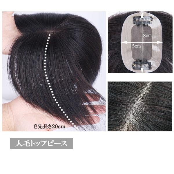 人毛 トップピース ストレート ヘアピース トップカバー 手植え 20cm 部分ウィッグ 増毛部分かつら ウイッグ かつら つけ毛 WIG MGH 013