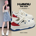 HUANQIU 6/12-07/01 1時59分迄10%OFF クーポン利用で4122 ローカットスニーカー レディース 厚底スニーカー 通気性 美脚 身長アッ...