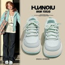 HUANQIU 6/12-07/01 1時59分迄10%OFF クーポン利用で4122 ローカットスニーカー レディース 厚底スニーカー 通気性 美脚 身長アッ...