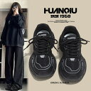 HUANQIU 6/12-07/01 1時59分迄10%OFF クーポン利用で4122 厚底スニーカー レディース 通気性 美脚 身長アップ 4.5cm 高さ調...