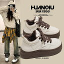 HUANQIU 6/12-07/01 1時59分迄10%OFF クーポン利用で4122 厚底ローカットスニーカー レディース 通気性美脚 身長アップ 4cm 快...