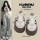 HUANQIU 6/12-07/01 1時59分迄10%OFF クーポン利用で4122 ローカット厚底スニーカー レディース 通気性 美脚 身長アップ 4cm ...