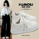 HUANQIU 6/12-07/01 1時59分迄10%OFF クーポン利用で4122 ローカット厚底スニーカー レディース 美脚効果 通気性 デイリーユースに...