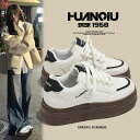 HUANQIU 6/12-07/01 1時59分迄10%OFF クーポン利用で4122 ローカットスニーカー レディース 厚底 通気性 美脚 身長アップ 4cm...