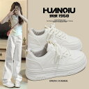 HUANQIU 6/12-07/01 1時59分迄10%OFF クーポン利用で4122 【厚底ローカットスニーカー】通気性抜群の厚底靴で美脚&身長アップ4.5c...