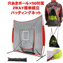野球 ネット バッティングネット 穴あきボール50個 2点セット 集球ネット ピッチングネット 子供 大人 ジュニア 少年野球 キッズ 折りたたみ ソフトボール