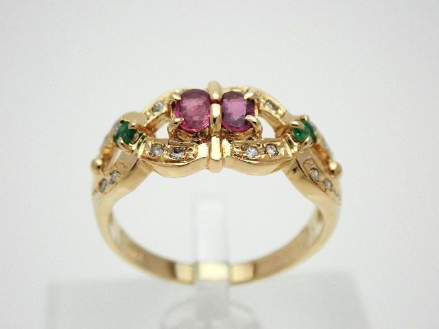 【中古】K18マルチリング／ルビー...