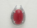 【新品仕上げ済】Pt900 サンゴペンダント/サンゴ17.42ct/ダイヤモンド0.59ct/珊瑚/13.9g/red coral【質屋出店】【送料無料】