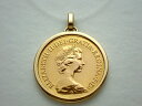 K18枠K22コインペンダント/1981 ソブリン金貨/竜、馬 8.9gSovereign coin (British coin) 【質屋出店】【送料無料】【中古】