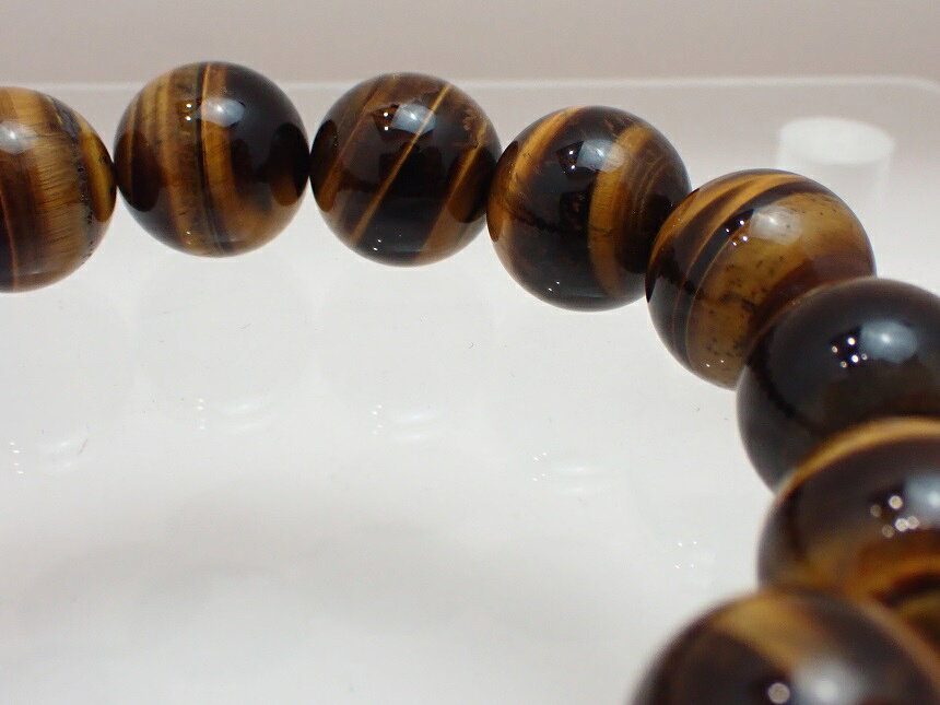 タイガーアイ　ブレスレット／虎目石　直径約14mm以上Tiger eye stone bracelet／...