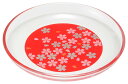 紀州塗り ぬりもん de Verre 丸小皿 蒔絵 桜 赤 日本製 国産