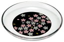 紀州塗り ぬりもん de Verre 丸小皿 蒔絵 桜 黒 日本製 国産