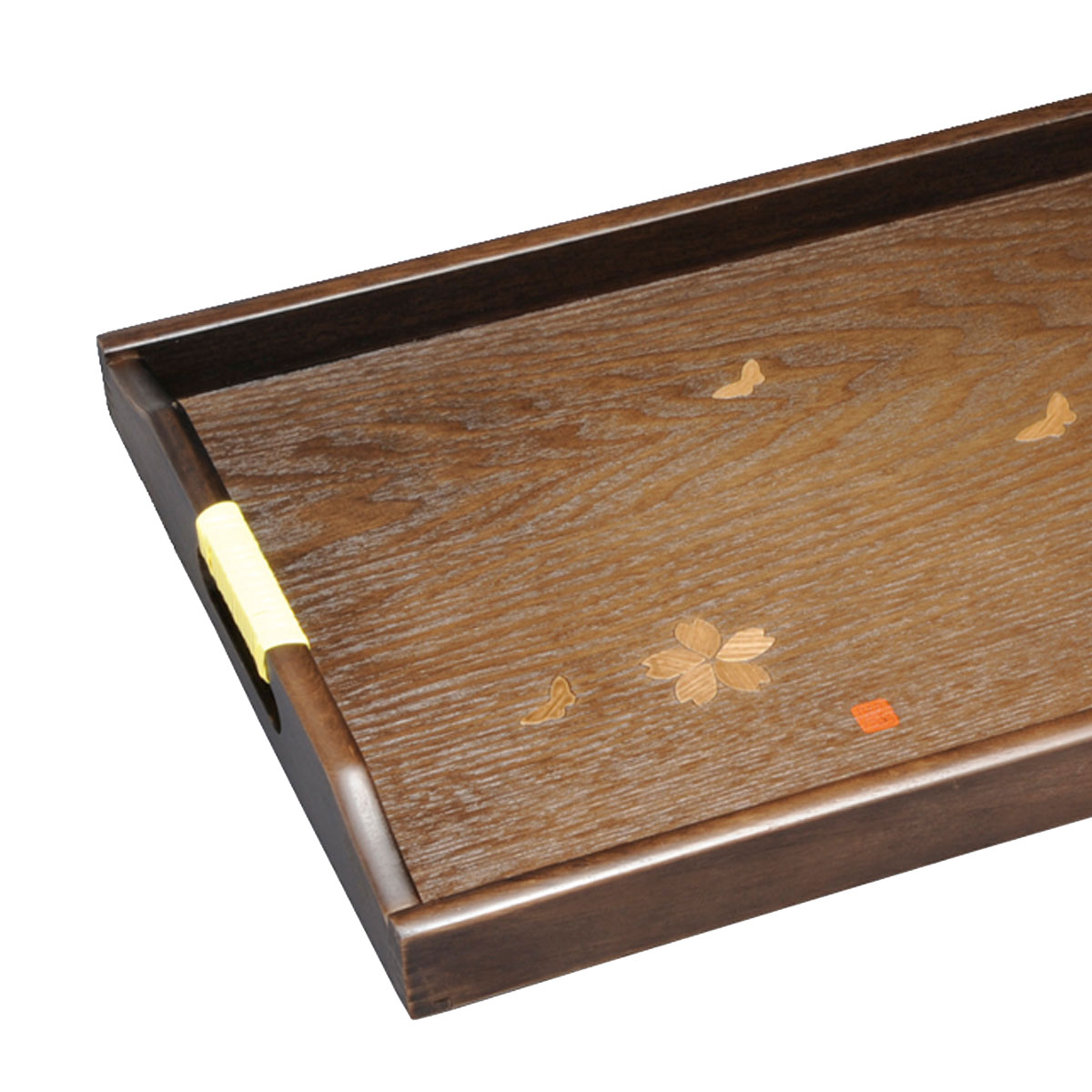 【10％OFF 6/4（木）20時〜】 紀州塗り 紀州漆器 お盆 トレー 51cm 富士脇取盆 木製 木目 ナチュラル 花と蝶 取っ手付き おしゃれ おぼん トレイ 日本製 国産 送料無料 和風 和モダン 上品 来客用 取っ手 おもてなし ギフト プレゼント 漆塗り 漆器 普段使い 配膳