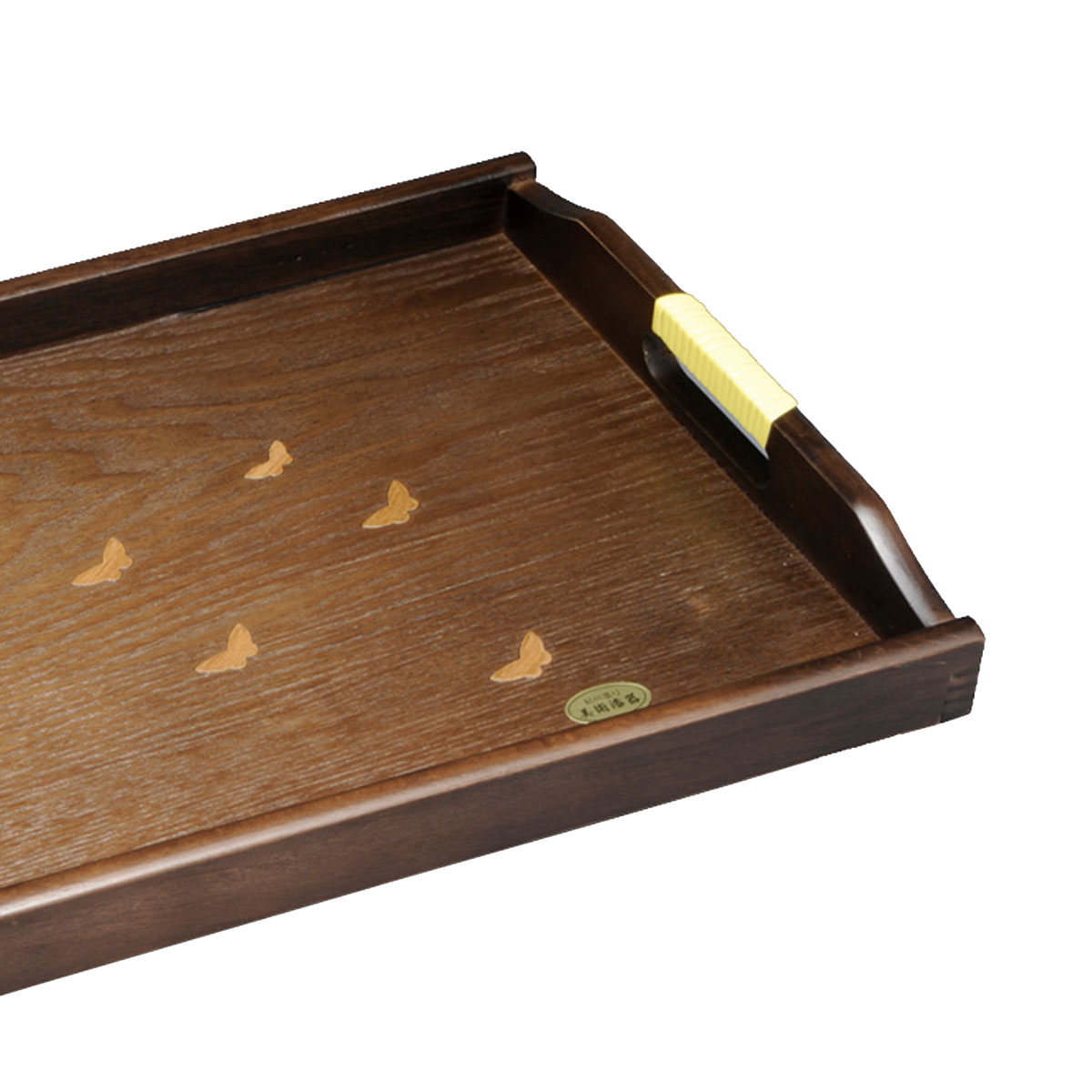 【10％OFF 6/4（木）20時〜】 紀州塗り 紀州漆器 お盆 トレー 51cm 富士脇取盆 木製 木目 ナチュラル 花と蝶 取っ手付き おしゃれ おぼん トレイ 日本製 国産 送料無料 和風 和モダン 上品 来客用 取っ手 おもてなし ギフト プレゼント 漆塗り 漆器 普段使い 配膳