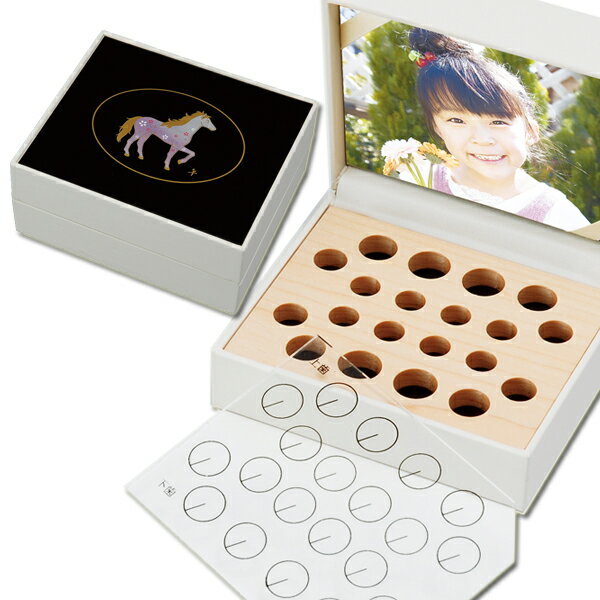 【最大300円クーポン 17日9:59まで】 送料無料 TEETH BOX(乳歯ケース) 黒 干支蒔絵 午(うま) 日本製 国産