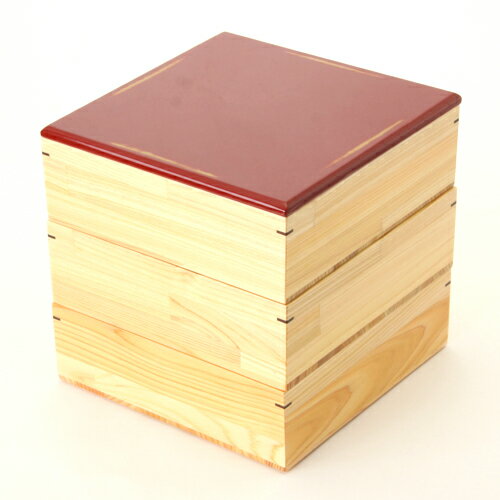 【10%OFF 12/4 20時〜】 天然木製 紀州塗りNjeco汎 6寸 三段 重箱 変り根来塗り(赤) 無節 運動会 大型 弁当箱 おしゃれ 3段 お重箱 ...