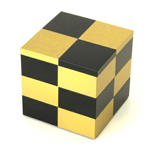 【最大300円OFFクーポン有】 5寸 三段 重箱 市松GOLD(黒) 日本製 国産 運動会 大型 弁当箱 おしゃれ 3段 お重箱 かわいい おせち 正月 花見...