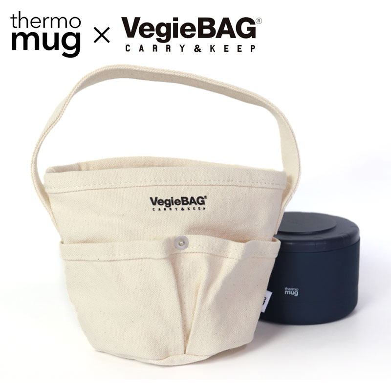 【全品ポイント5倍＋エントリーでP4倍 20日限定】 thermo mug VegieBAG TM-VB サーモマグ ベジバッグ コラボ 正規品 スープジャーポーチ 弁当袋 巾着 ポーチ カバー キャンバス生地 ランチバッグ おしゃれ 男子 女子 子供 キッズ