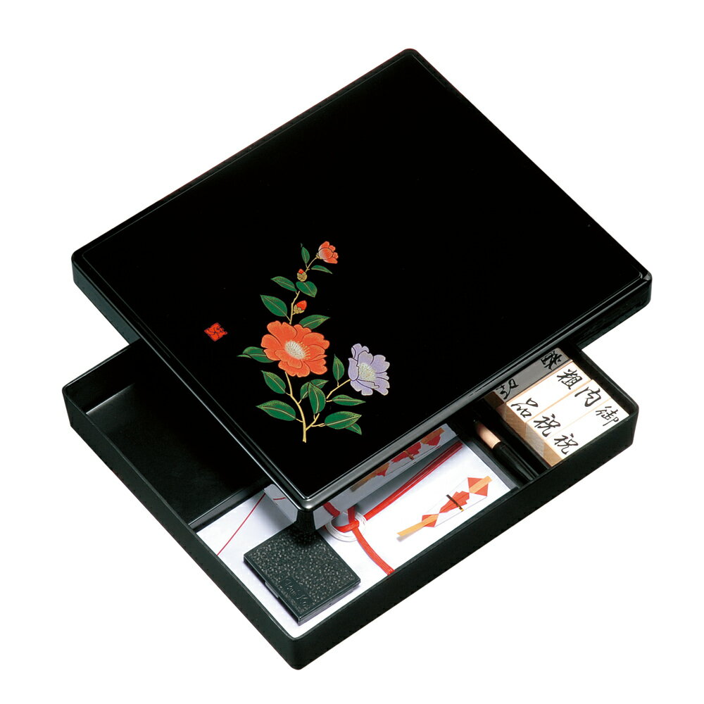 【10%OFF 12/4 20時〜】 文庫 紀州塗り 尺寸 印章セット 山茶花(金蒔絵)(印アソート) 書類入れ 蓋付き 収納ボックス フタ付き 収納ケース 書...