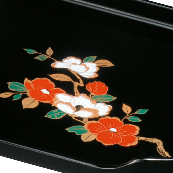 【10％OFF】【さらに5％クーポン 7日限定】 紀州塗り お盆 トレー 12寸 37cm幅 コーヒートレー 黒 さざんか 和風 和室 おしゃれ トレイ おぼん 日本製