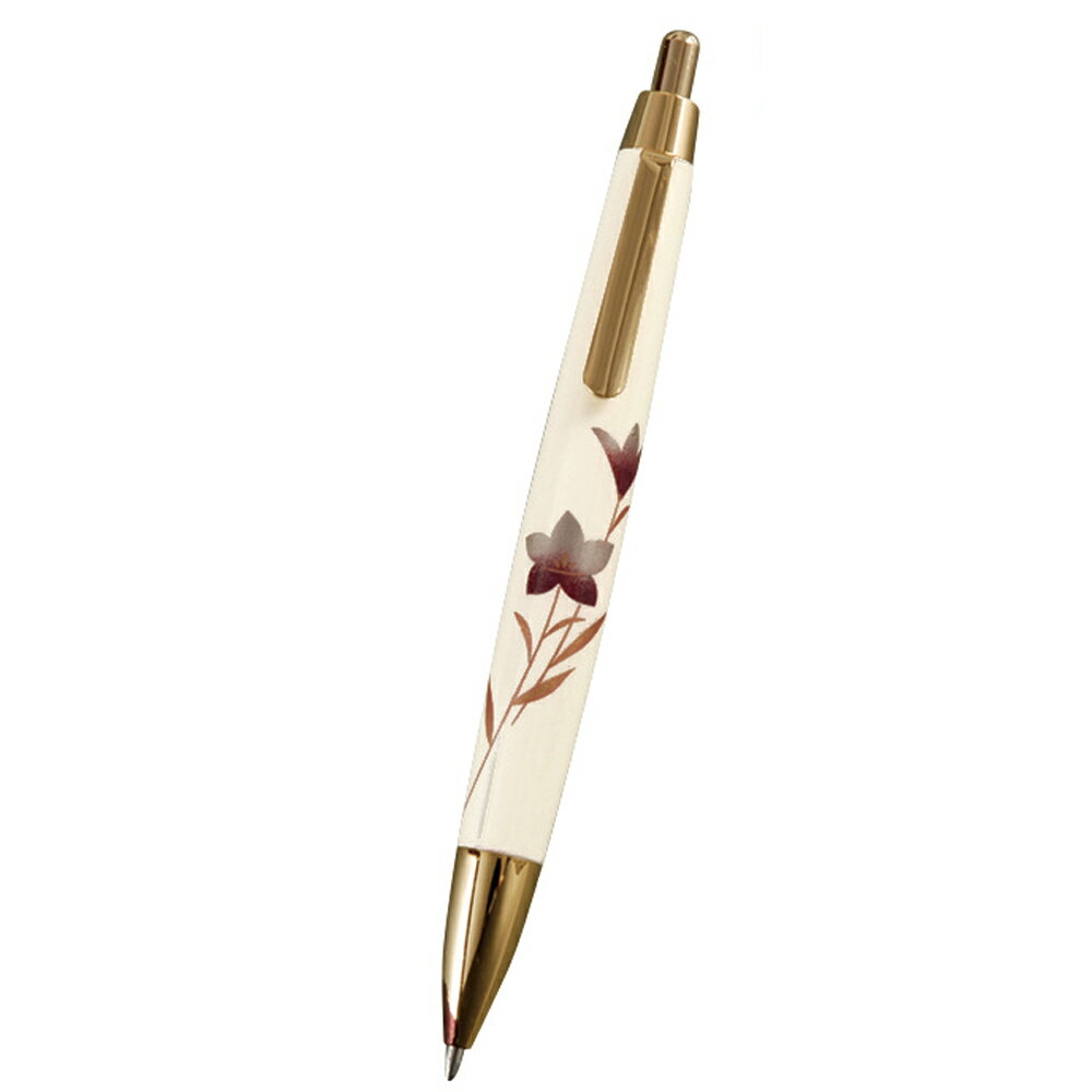 【10%OFF 12/4 20時〜】 ボールペン 紀州塗り 木製 蒔絵 黒インク 白 桔梗 高級感 おしゃれ 桐箱入り 男性 女性 送料無料 贈り物 ギフト プ...