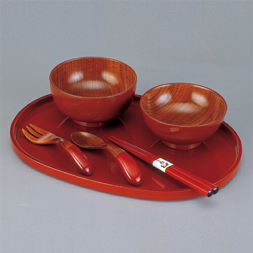 【10%OFF 12/4 20時〜】 天然木製 お子様セット(朱) 漆塗り 出産祝い 食器 食い初め膳 お食い初め膳 ベビー キッズ 子供 離乳食 男の子 女の子 お食い初め膳用食器 送料無料