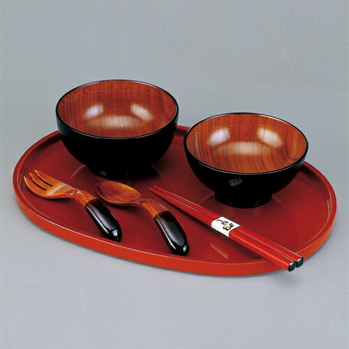 【10%OFF 12/4 20時〜】 天然木製 お子様セット(黒) 漆塗り 出産祝い 食器 食い初め膳 お食い初め膳 ベビー キッズ 子供 離乳食 男の子 女の子 お食い初め膳用食器 送料無料