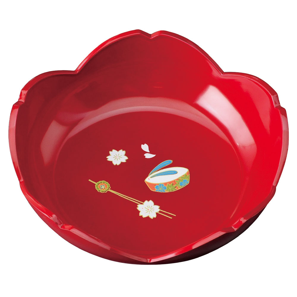 紀州塗り 7寸 20.7cm 桜菓子鉢 赤溜 花かがり お菓子入れ 和風 和室 日本製のサムネイル