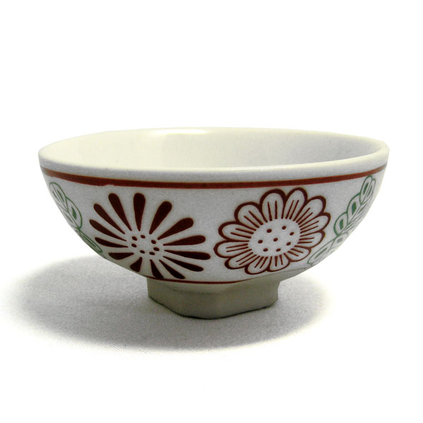 せともの角浜茶碗 錦 せともの 陶器 で作った仏具 ご飯 仏器 仏飯器 おぶっぱん お茶碗 (20240603)