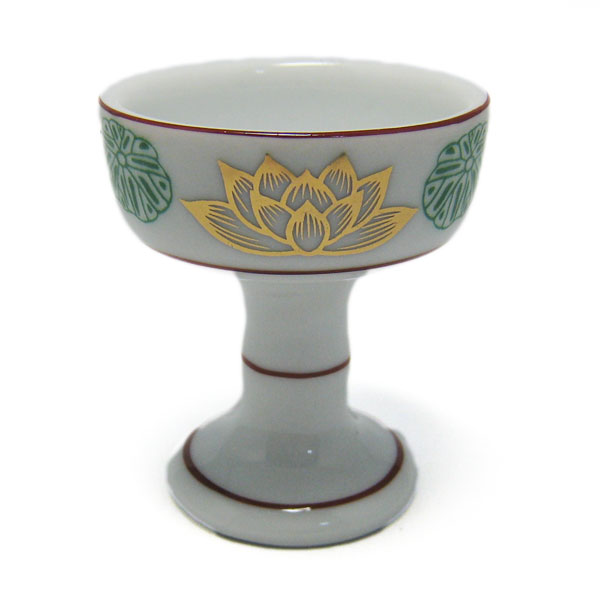 せともの仏器 大 上錦 せともの 陶器 で作った仏具 ご飯 仏飯器 おぶっぱん お茶碗 (20240603)