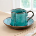 クラフトコーヒーカップ ソーサーセット ブルー せともの 食器 マグカップ 紅茶カップ ティーカップ コーヒーカップ ソーサー (20250601)