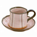 クラフトコーヒーカップ ソーサーセット ピンク せともの 食器 マグカップ 紅茶カップ ティーカップ コーヒーカップ ソーサー (20250601)