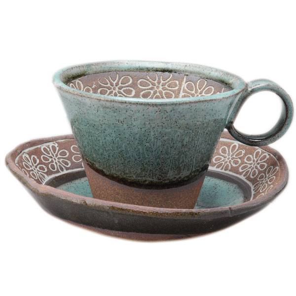 お花畑 コーヒーカップ ソーサーセット 青 せともの 食器 マグカップ 紅茶カップ ティーカップ コーヒーカップ ソーサー 【20251125】
