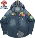 フランクリンマーシャル FRANKLIN＆MARSHALL /フランクリンアンドマーシャル HOODED DENIM SHIRTS “BEAKER” フード付き長袖ワッペンデニムシャツ DARK WASH(ダークウォッシュ)/SHMR372W13【10P30Nov13】