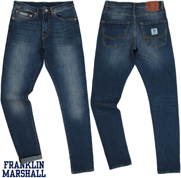FRANKLIN＆MARSHALL/フランクリンアンドマーシャル LONG BEACH Pantaloni uomo slim fit in denim スリムフィット、ストレッチジーンズVINTAGE WASHED(ヴィンテージウォッシュ)/SKU# PAMVA293W15