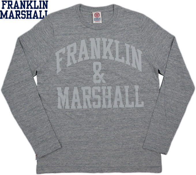 FRANKLIN＆MARSHALL/フランクリンアンドマーシャル TSHIRT JERSEY ROUND NECK LONGアーチロゴ プリント長袖Tシャツ/カットソーSPORT GREY(スポーツグレー)/TSMVA224XNW16